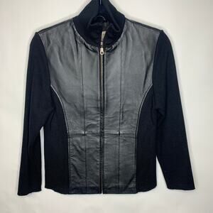 Coldwater Creek Leather Sweater Coatigan Jacket Sz Small Petite